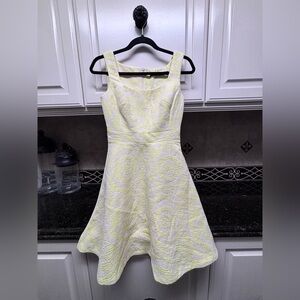 Karen Millen Elegant Yellow Patterned Dress Size UK 6 US 2